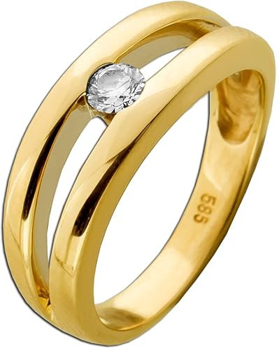 Ch.Abramowicz Solitärring Gold 585 14 Karat Brillant Diamant 0.12ct 16