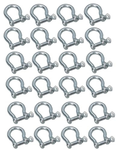 AB Tools Grillete de arco galvanizado de 5 mm, paquete de 24 grilletes individuales para vela, barco, yate