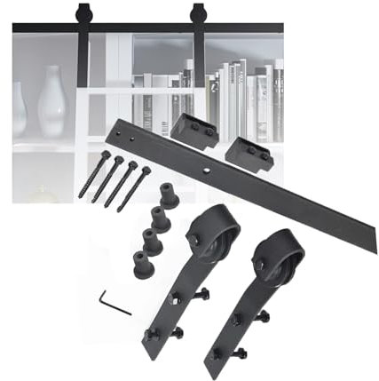 16ft Sliding Library Ladder Hardware Kit - Premium Slide Rail Parts & Barn Door Track Accessories for Attics, Studios & Warehouses (Ladder Not Included)
