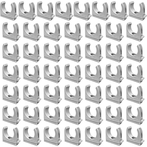 50 pezzi Clip fissatubo, Diametro 25 mm, fissaggio a scatto, forma a U, supporto per tubo rigido, fermacavo, tubazioni, impianto elettrico, tubo acqua, tecnopolimero alta resistenza, grigio, plastica
