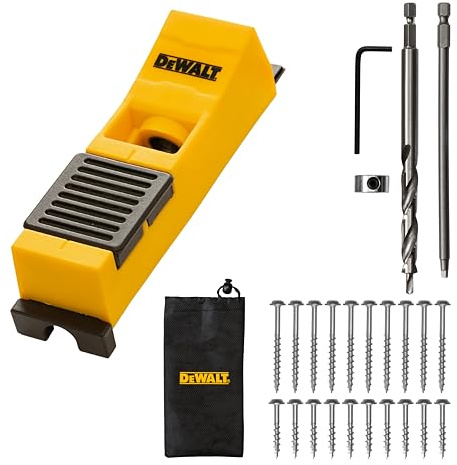 DEWALT Single Pocket Hole Jig Kit with Storage Bag – Pocket Hole Jig with Drill Guide, Pocket Hole Drill Bit & Pocket Screws – Heavy-Duty, Jointing Tool Drill Jig for Woodworking Projects