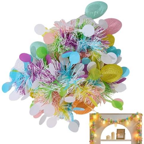 Ghirlanda Tinsel Pasqua Porta Con LED Appendino