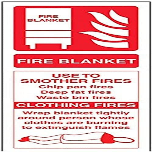 VSafety Fire Blanket - Señal para extintor de incendios, 100 mm x 280 mm, vinilo autoadhesivo