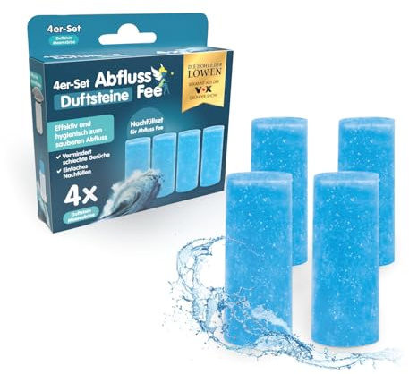 Abflussfee Duftstein Meeresbriese für den Verschlussstopfen, Blau, 4 Stück