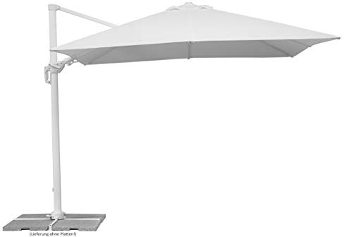 Schneider Sonnenschirm Rhodos Twist Bianco, weiß, 300 x 300 cm quadratisch, 731-01, Gestell Alu/Stahl, Bespannung Polyester, 25.7 kg