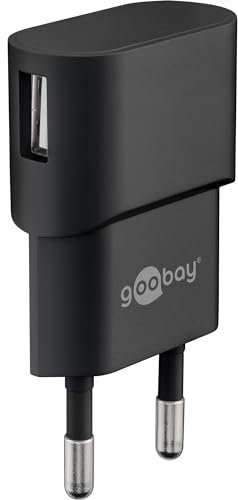 goobay USB Ladegerät 5W, kompaktes Netzteil mit 1A, Single USB-A Ladeadapter für Steckdose, ideal als Reiseladegerät für iPhone, Kopfhörer, Smartwatch, schwarz - 44947