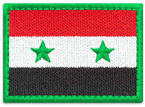 Aufnäher Syrien, Flagge der syrischen Länderflagge, Nationalemblem, bestickt zum Aufbügeln (7,1 x 5,1 cm)