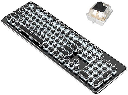 ARCH Retro Gaming Fissato La Tastiera Gaming, Pannello Interamente in Metallo con Il Gioco Meccanico USB Tastiera Gaming Tastiera di Computer Via Cavo for PC/Mac/Desktop Gamer