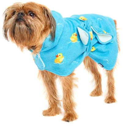 BarkBox Hunde-Bademantel-Handtuch – leicht, super süß, schnell trocknend – Ente (Größe S)