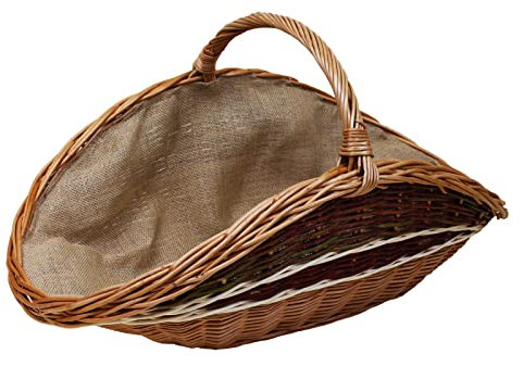 Panier à bûches de bois – Panier en saule pour bois de chauffage – Panier de cheminée – Grand panier de transport et de rangement robuste – Panier décoratif – (L) 70 x (B) 42 x (H) 26/40 cm