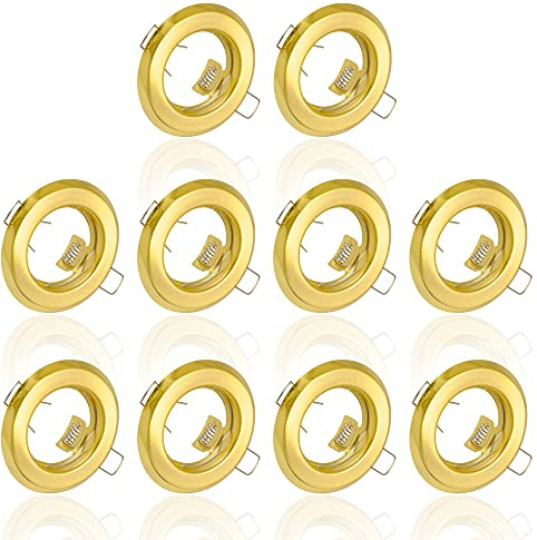 Maxkomfort 10x Einbaustrahler IP20 mit GU10 Fassung RUND gold Einbauspot Einbauleuchte Rahmen Rostfrei Deckenspot Strahler Spot 803