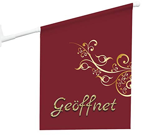 Vispronet Eisfahne Geöffnet Gold Rot 46x52 cm - inkl. Wandhalterung - beidseitig bedruckt - robuste Vinylplane