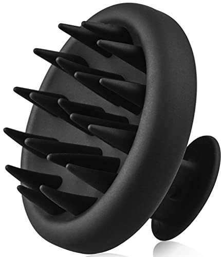 BEAUTLOHAS Silicone Scalp Massager Shampoo Brush, Shower Scrubber with Soft Bristles, Hair Growth & Dandruff Treatment, Wet/Dry Hair Massager for All Hair Types (Black)