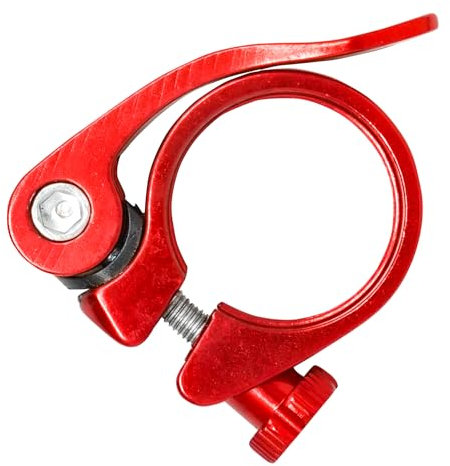 Laxzo ® Cykelsadelstolpe klämma aluminiumlegering snabbfrigörande cykelsadelstolpe i rött rörklämma 31,8 mm för mountainbike vägcykel Fixie Gear Track Bike hopfällbar cykel DH MTB BMX