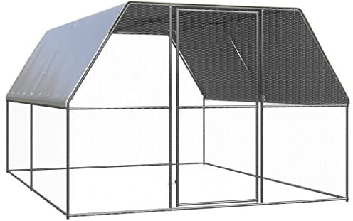 WIFESE Outdoor-Hühnerkäfig 3x4x2 m Verzinkter Stahl Voliere Hühnerstall Kleintierstall Freilaufgehege Hühner Kleintiergehege für Hühner Hennen Enten und Andere Kleintiere Praktische & Geräumige