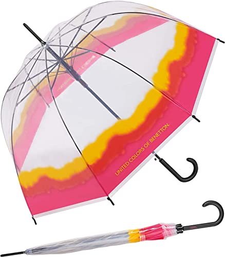 Benetton Parapluie cloche automatique transparent Dip Dye, Dip Dye, 105 cm, Transparent/multicolore