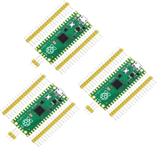 DUBEUYEW Placa de Microcontrolador Flexible Raspberry Pi Pico basada en el Procesador Arm Cortex M0+ de Doble Núcleo Raspberry Pi, Compatible con C/C++/Python, Cabezales de Pin a Juego (3 pcs)
