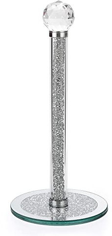 TOLIDA Papierhandtuchhalter Handtuchhalter Küche Silber Glas Rollenhalter Küche mit Diamanten gemahlen Serviettenhalter für Papierrolle für Zuhause Bar