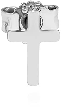 NKlaus Enstaka kors örhängen 925 silver högglans 7 x 5 mm Kruzfix herrörhänge små 13410