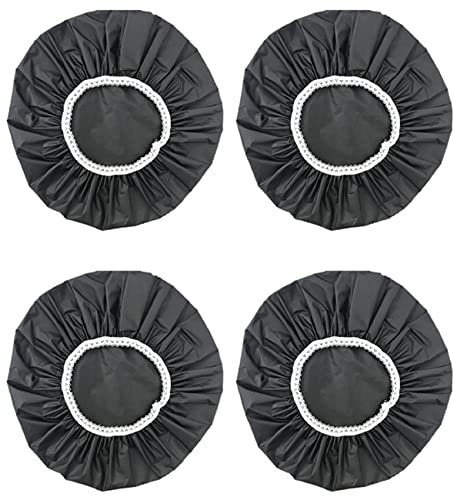 4Pcs Wasserdichte Haushalts-Duschhaube, Badekappe, Hotel Elastic Duschhaube Haarset (Schwarz)