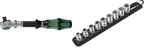 Wera 8000 B SB Zyklop Speed Multi-Function Ratchet, 3/8 x 199 mm, 05073261001 & Belt B 4 Zyklop Socket Set, 3/8 Drive, 9pc, 05003973001