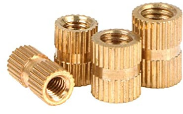 Einpressmuttern, Innensechskantmuttern, Gewindeeinsätze, 40 Stück M2 x 3,5 mm x 3 mm, Durchgangsloch mit doppeltem Ende, Rändelmutter aus Kupfer, gerändelt, Drucknietmuttern, integrierte Teile