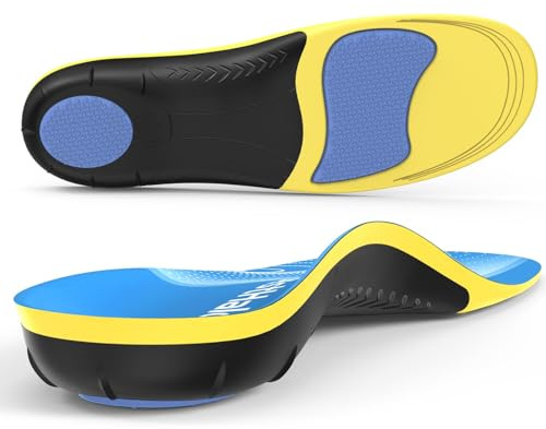 BestHalo Heavy Duty Plantar Fasciitis Insoles - 220+ lbs High Arch Support Orthotic Inserts for Pain Relief, Flat Feet, Heel Pain, Work Boots (Blue, Men 9-10.5 | Women 10-11.5)