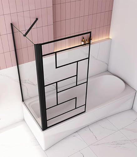Aica Sanitär Badewannenaufsatz Duschabtrennung Duschwand Dusche für Badewanne,1-tlg,Feste,A,80x80cm