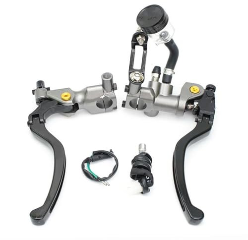 Kupplungsbremshebel Modifizierte Teile Universal Elektrische Dirt Pit Bike Motorrad 18RCS Hydraulische Kupplung Bremse Direkt Push Pumpe Griff CF Zubehör Bremsgriffhebelstange (Color : Gray)