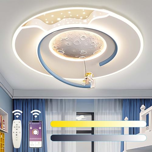 TRUYOK LED Kinder Deckenlampe Dimmbar Cartoon Deckenleuchte mit Fernbedienung Astronaut Kinderzimmerlampe Jungen Mädchen Deckenlicht für Babyzimmer Schlafzimmer Teenagerzimmer Deckenbeleuchtung