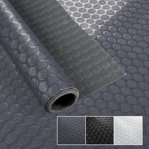 PVC Bodenbelag Meterware 1,5mm Antirutschmatte Bodenmatte geruchslos Noppenmatte Riffelblechmatte Tränenblech Karo Dionis rutschfest Noppen Anthrazit 200x100cm