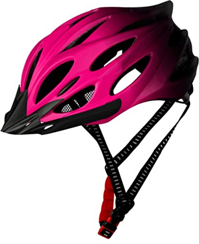Casco de Bicicleta con Luz Trasera Ajustable para Adultos, Ciclismo Ligero para Hombres y Mujeres - Rojo