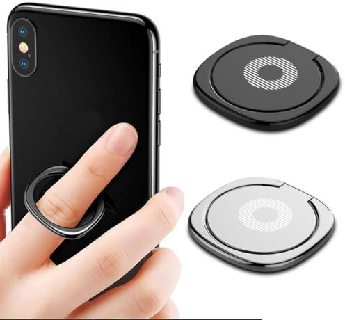 EIROVYA 2 Pezzi Anello per Cellulare Dito Ultrasottile, Anello Telefono,Supporto Telefono Cellulari Rotazione 360° Gradi, Ring Stand Holder per tutti i Smartphone