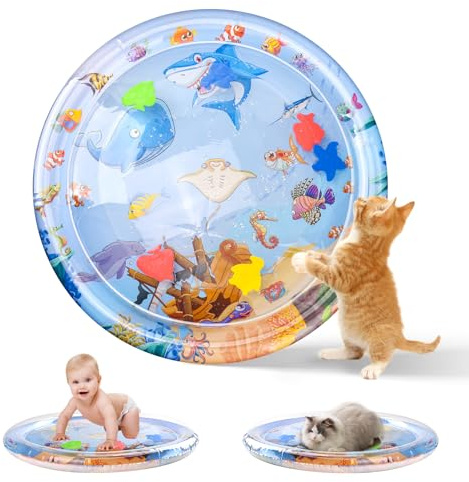 YAOZUP Katzen Spielmatte Wasser, Hochwertige Verdickte Sensorische Wasser Spielmatte, Aufblasbare wassersensor spielmatte, Sensor Water Playmat, Sommer Interaktives Wassermatte für Katzen Hunde Kinder