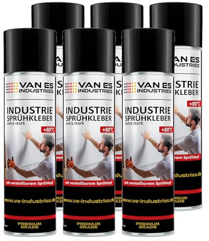 Industrie Sprühkleber permanent haftend bis 80°C 500ml | zum Kleben von Schaumstoffen, Wolkenhimmel, Leder, Papier uvm. (6)