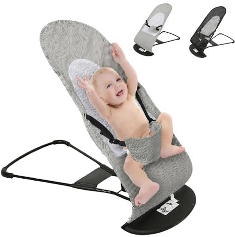 MUL-BOUTIQUE Babywippe, skalierbar, trägt ein Gewicht bis zu 18 kg, 3 Stufen der freien Neigungseinstellung, Halterung aus Legierung, hohe Widerstandsfähigkeit (grau)