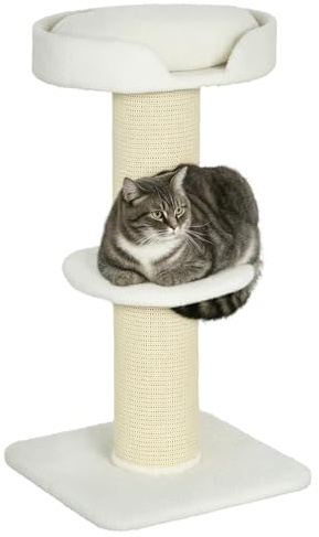PawHut Árbol Rascador para Gatos Altura 91 cm de 3 Niveles Crema