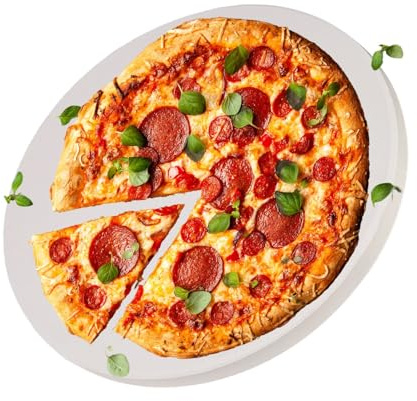 Intirilife Cordierit pizzasten XL rund - Ø33cm- för grill och ugn- pizzasten stor för ugn brödbakning tarte flambée - spis gasgrill stenplatta, baksten, värmebeständig- beige