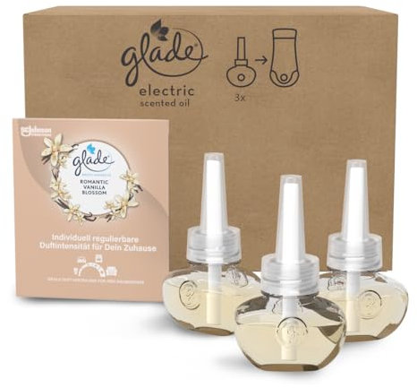 Glade (Brise) Electric Scented Oil Nachfüller, elektrischer Raumduft mit Duftöl, Romantic Vanilla Blossom, 3er Pack (3x20ml)