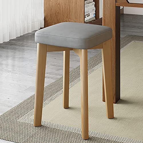 LMHAUSS Holz-Küchenhocker mit weichem Kissen, stapelbare Bauernstühle, rückenfreie Thekenhocker – moderner Esszimmerhocker für Kücheninsel, Bar – 31 x 31 x 45 cm – Barhocker in Thekenhöhe Vigorous