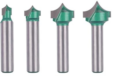 Plantilla para ranuras en V, 4 unids/set brocas de enrutador redondeadas de corte de punto de ranura, cortador de ranura en V CNC de vástago de 8mm grabado CNC 3D cortador de fresado de carpintería co