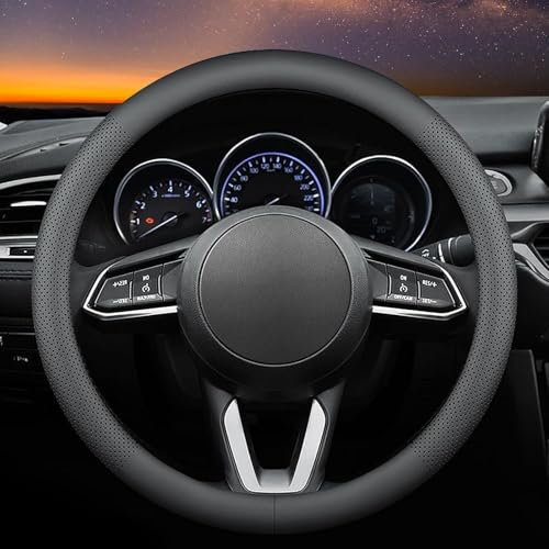 Lenkradbezug, Lenkradbezug Leder, Steering Wheel Cover, Auto Lenkradbezug, Lenkradbezug Winter, Lenkradhüllen, Lenkradhülle, 15 Inches (Approx. 38 cm) Universal (Black)