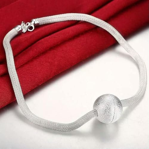 925Sterling Silver Big Sandy Ball Pendant Women Chains Necklace 18 NY182-default