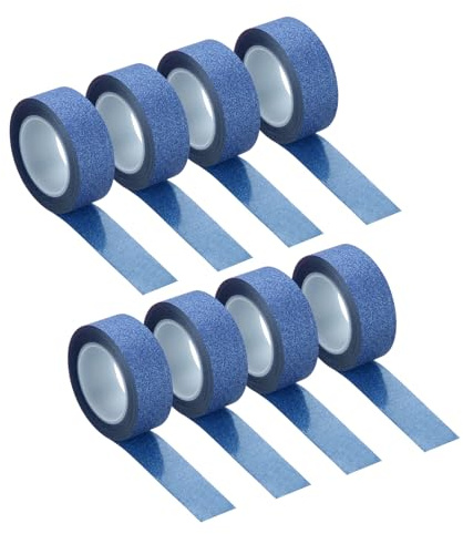 QUARKZMAN 8 Stück 0,6 Zoll x 11 Yards Glitzer Washi Tape Dunkelblau Bastelband Glitzer Klebeband Dekoratives Band Selbstklebend für Festivaldekoration Scrapbooking, Planer, DIY