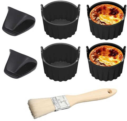 Moldes Silicona para Freidora Aire para Huevos, Moldes Para Huevos Escalfados, Cazador Furtivo de Huevos Accesorios Air Fryer Reutilizables Antiadherentes Molde Magdalenas, Pudín Tarta de Huevo