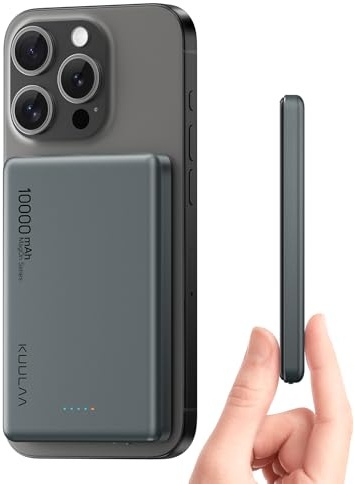 Kuulaa Power Bank Mag-Safe 10 000mAh, 20W Chargeur Portable Sans Fil Magnétique Ultra Mince, Chargeur Magnétique Powerbank Pack Batterie Recharge Rapide pour iPhone 15/14/13/12/Mini/Pro/Pro Max