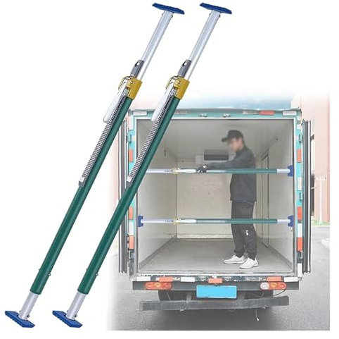 WJFTODAY Längenverstellbare Ladestange aus Aluminiumlegierung, grüne Teleskop-Ladungsstab rutschfest und rostfrei, Ratschen-Ladestange für Kastenwagen/Transporter/Container (2 Stück, 92,5–170,5 Zoll)