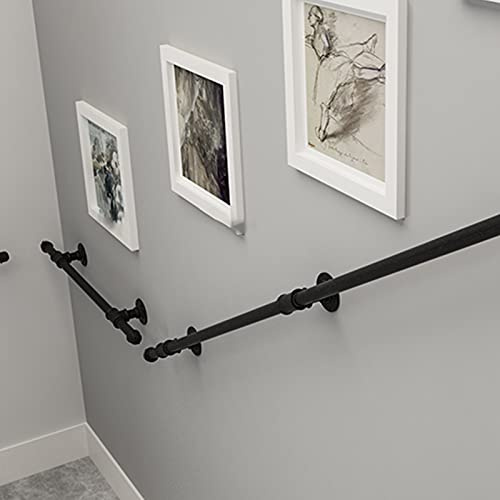 Kit di supporto per ringhiera per scale, da 1 a 6 metri, per interni ed esterni, in ferro battuto resistente, design moderno con corrimano di sicurezza