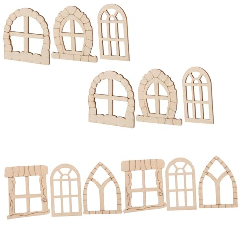 Unvollendetes Kleines Fenster Modell 25 Stück | Miniatur Fenster, Khaki, Garten und Hofdeko, Vielseitig für Selbstgemacht Projekte