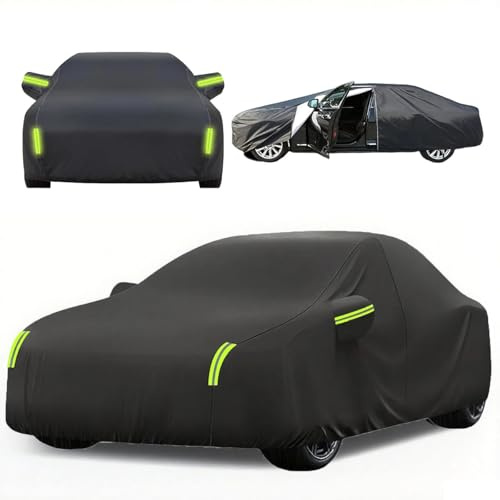 All Weather Car Cover Waterproof for Jaguar XF,Black Heavy Duty Outdoor Protection,UV Sun Rain Snow Frost Resistant,Scratch-Proof with Zipper & Reflective Stripes,Fits Saloon SUV Coupe